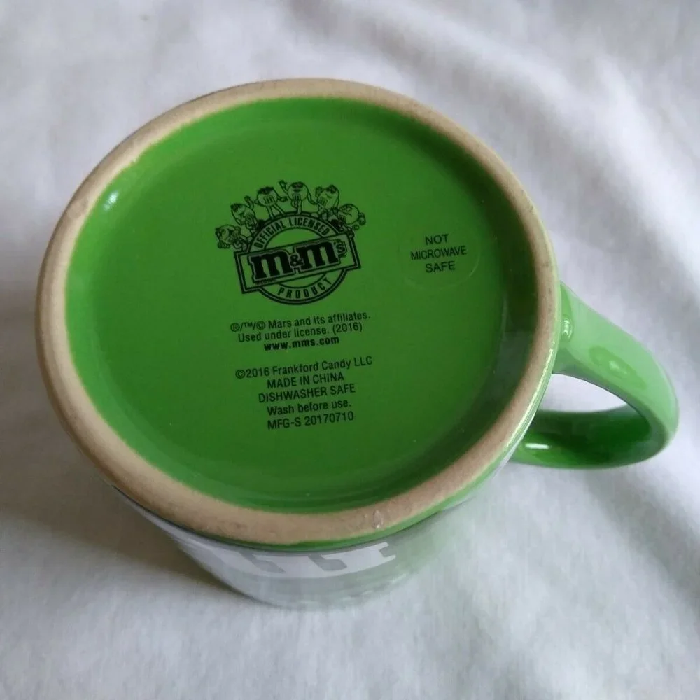 M&M's Green Lady Large Ceramic Coffee Mug Cup 2016‎